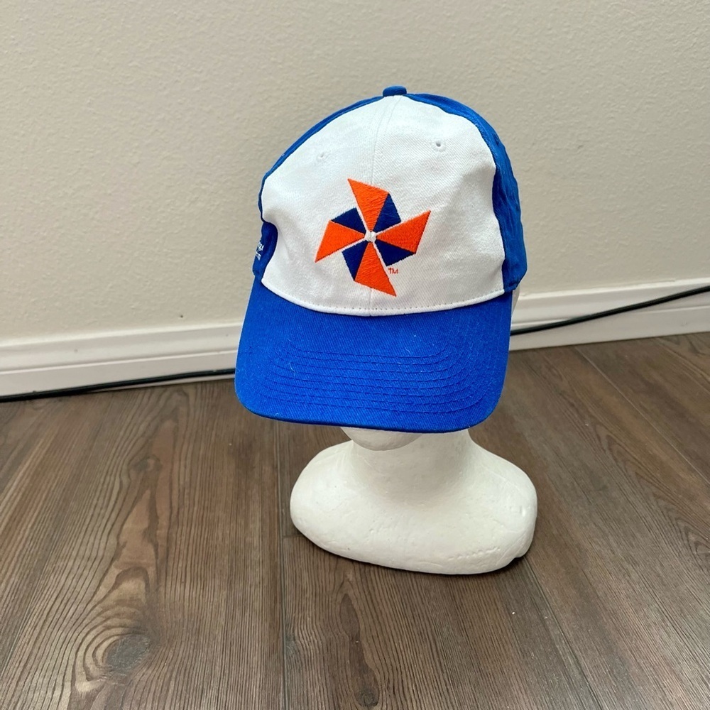 Blue and White Cap with Orange Logo